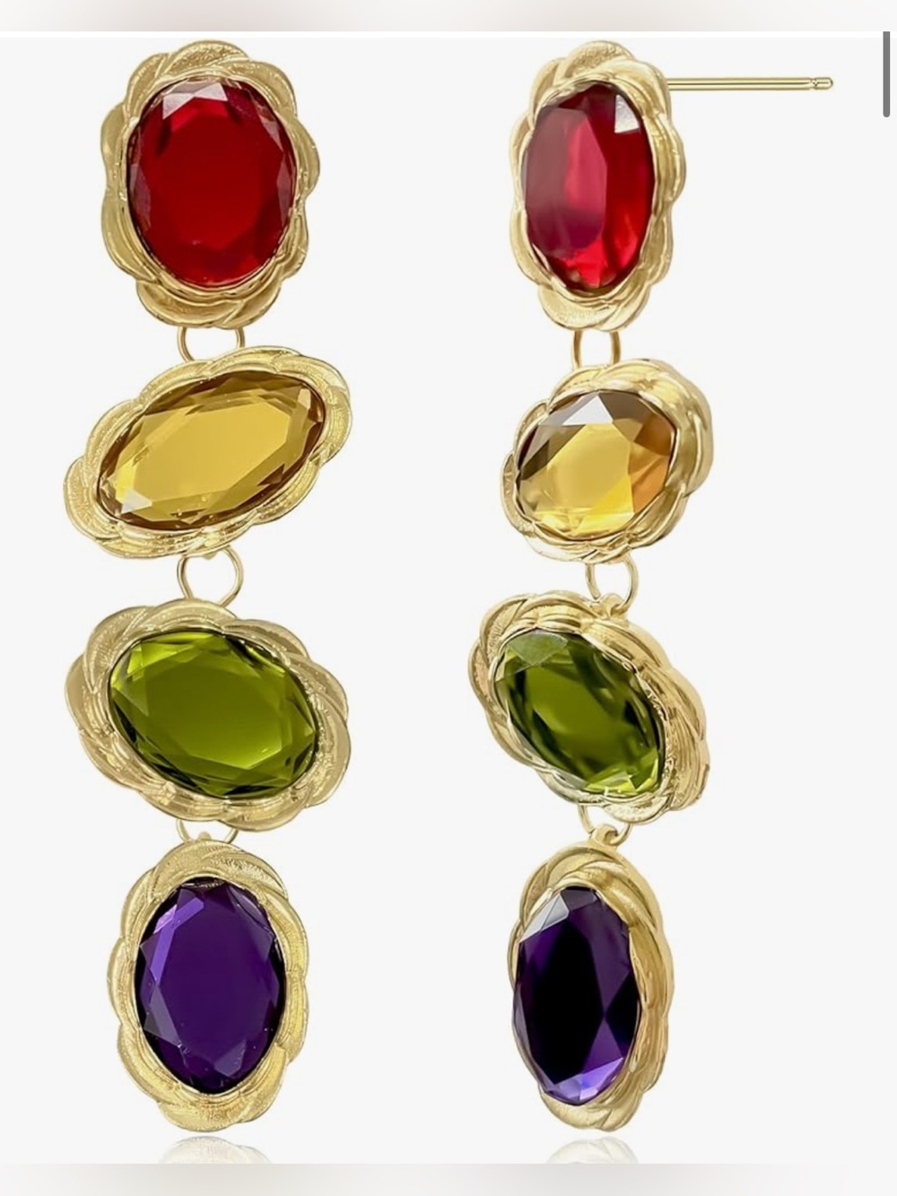 Gorgeous Neiman Marcus 18KT Gold Vermeil jelly Gemstone Dangle earrings